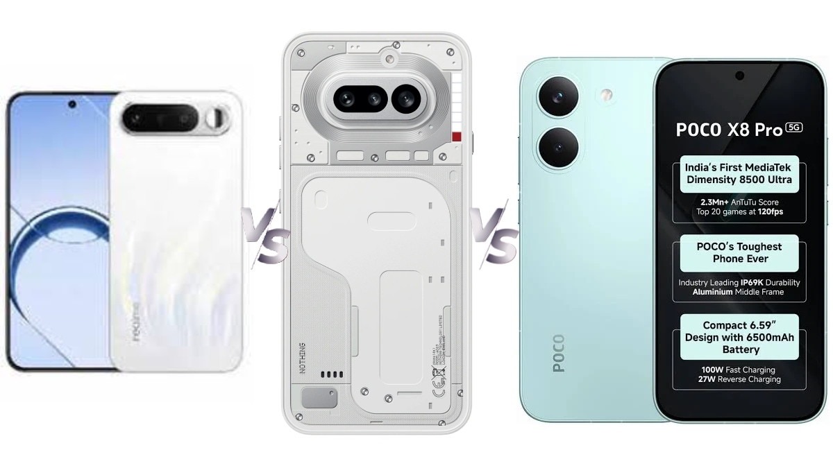 Comparison of Realme 16 5G, Nothing Phone 4a, and Poco X8 Pro in India